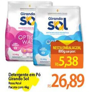Atacadão Detergente em Pó Girando Sol Rosa/Azul Pacote com 4kg oferta