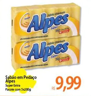Atacadão Sabão em Pedaço Alpes Super Extra Pacote com 5x200g oferta