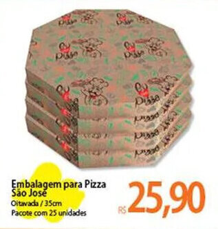 Atacadão Embalagem para Pizza São José Oitavada/35cm Pacote com 25 unidades oferta