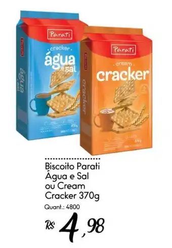 Giassi Supermercados Biscoito Parati Agua e Sal ou Cream Cracker 370g oferta