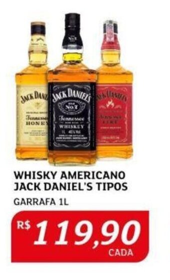 WHISKY AMERICANO JACK DANIEL'S TIPOS GARRAFA 1L