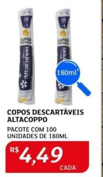 COPOS DESCARTÁVEIS ALTACOPPO PACOTE COM 100 UNIDADES DE 180ML