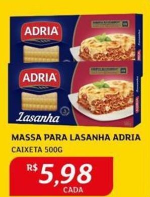 Assaí Atacadista MASSA PARA LASANHA ADRIA CAIXETA 500G oferta