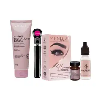 Kit henna menela preto + mixer + creme hidratante