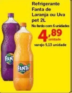 Roldão Refrigerante Fanta de Laranja ou Uva 2L oferta