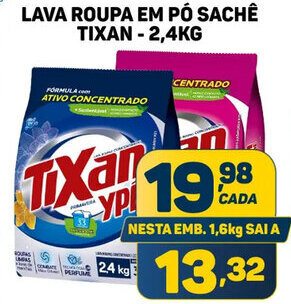 Dom Atacadista LAVA ROUPA EM PÓ SACHÊ TIXAN - 2,4KG oferta