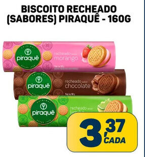 BISCOITO RECHEADO (SABORES) PIRAQUÊ - 160G