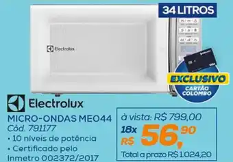 Lojas Colombo MICRO-ONDAS MEO44 Cód. 791177 oferta