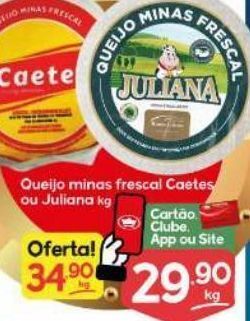 Supermercados Princesa Queijo minas frescal caetes ou juliana kg oferta