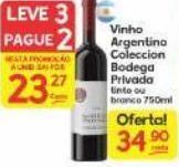 Supermercados Princesa Vinho argentino colección bodega privada 750ml oferta