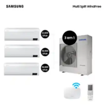 Ar condicionado wind free kit multi split 3 em 1 com wifi 1x12000 btu e 2x18000 btu quente e frio 220v