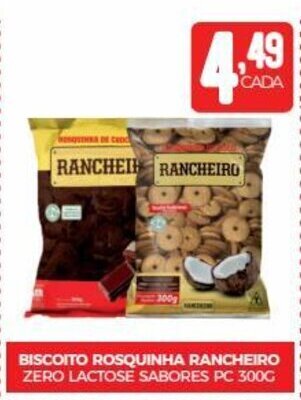 Fort Atacadista BISCOITO ROSQUINHA RANCHEIRO ZERO LACTOSE SABORES PC 300G oferta