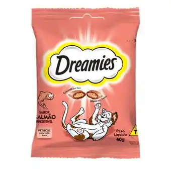 Petisco sabor salmão irresistível para gatos adultos dreamies 40g