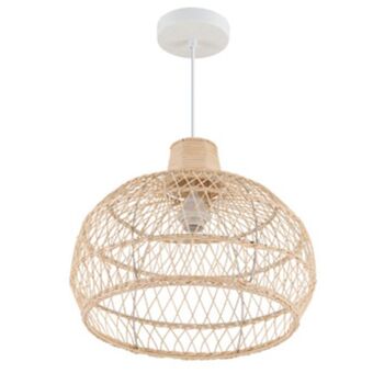 Leroy Merlin Pendente cesto 1 lâmpada fibra e metal branco e bege bangkok lumicentro oferta
