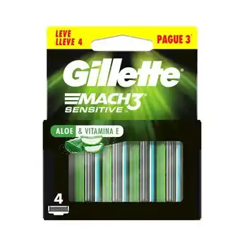 Farmácia Permanente Carga para aparelho de barbear gillette mach3 sensitive 4 unidades oferta