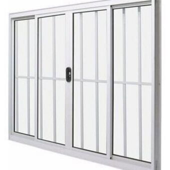 Leroy Merlin Janela de alumínio 04 folhas com grade branca - 1,00x1,20m oferta