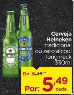Carrefour Cerveja Heineken tradicional ou zero álcool long neck 330ml oferta