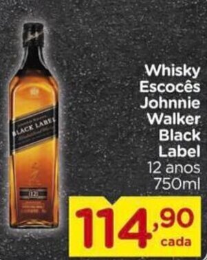Carrefour Whisky Escocês Johnnie Walker Black Label 12 anos 750ml oferta