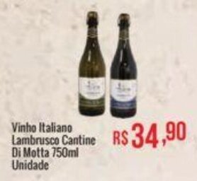Mart Minas Vinho Italiano Lambrusco Cantine Di Motta 750ml unidade oferta