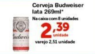 Roldão Cerveja Budweiser 269ml oferta