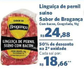 Linguiça de pernil suíno Sabor de Bragança Com bacon, Congelada, 1kg
