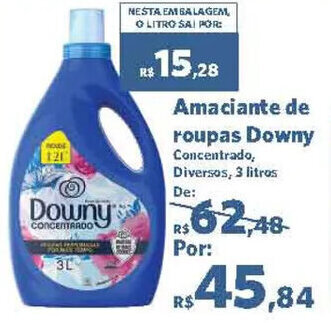 Amaciante de roupas Downy Concentrado, Diversos, 3 litros