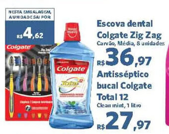Sam's Club Escova dental Colgate Zig Zag Carvão, Média, 8 unidades oferta