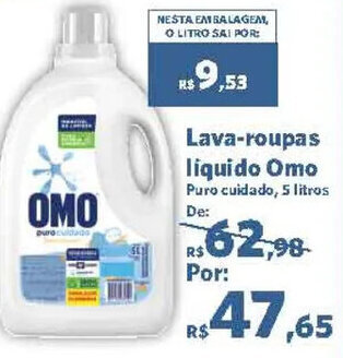 Sam's Club Lava-roupas líquido Omo Puro cuidado, 5 litros oferta