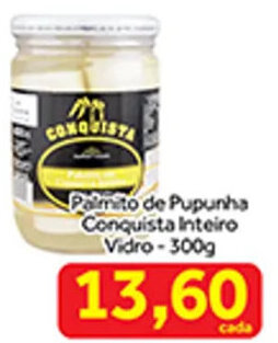 Shibata Supermercados Palmito de Pupunha Conquista Inteiro Vidro-300g oferta