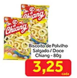 Shibata Supermercados Biscoito de Polvilho Salgado/Doce Chiang-80g oferta