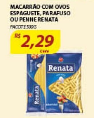 Macarrao com Ovos Espaguete, Parafuso ou Penne Renata 500g