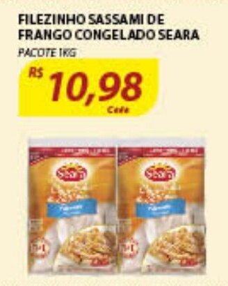 Assaí Atacadista Filezinho Sassami de frango congelado Seara 1kg oferta