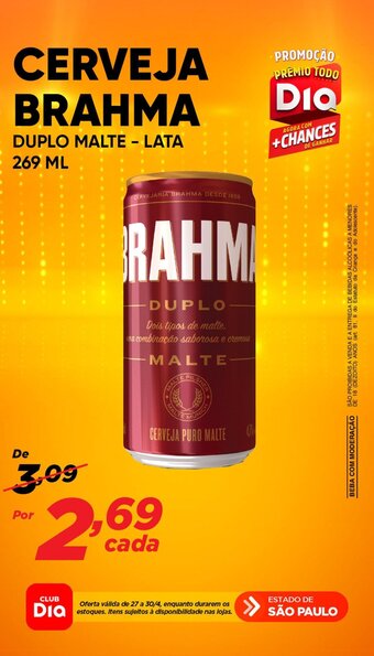 Dia CERVEJA BRAHMA DUPLO MALTE - LATA 269 ML oferta