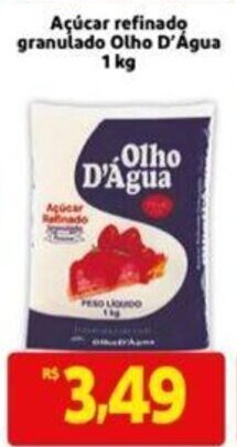 Açúcar refinado granulado Olho D'Água 1 kg