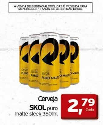 Cerveja SKOL puro malte sleek 350ml