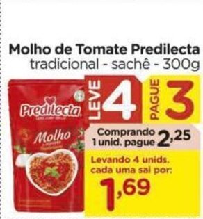 Carrefour Molho de Tomate Predilecta tradicional - sachê - 300g oferta