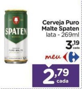 Carrefour Cerveja Puro Malte Spaten lata - 269ml oferta
