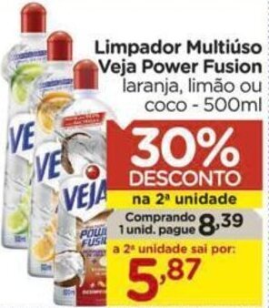 Carrefour Limpador Multiúso Veja Power Fusion laranja, limão ou coco - 500ml oferta