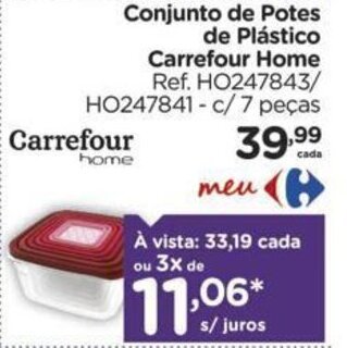 Carrefour Conjunto de Potes de Plástico Carrefour Home Ref. HO247843/ HO247841-c/7 peças oferta