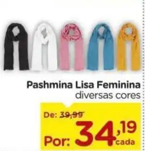 Carrefour Pashmina Lisa Feminina diversas cores: oferta