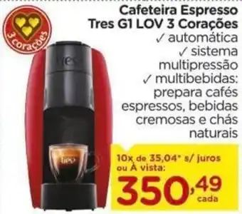 Cafeteira Espresso Tres G1 LOV 3 Corações