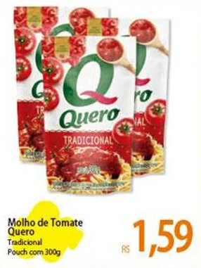 Atacadão Molho de Tomate Quero Tradicional Pouch com 300g oferta