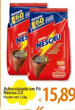 Atacadão Achocolatado em Pó Nescau 2.0 Pacote com 1,2kg oferta