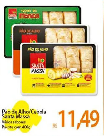 Atacadão Pão de Alho/Cebola Santa Massa Vários sabores Pacote com 400g oferta