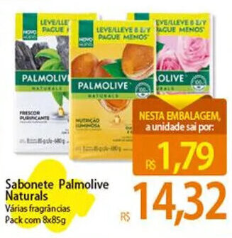Atacadão Sabonete Palmolive Naturals Várias fragrâncias Pack com 8x85g oferta