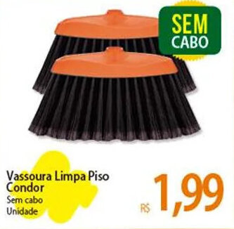 Atacadão Vassoura Limpa Piso Condor Sem cabo oferta