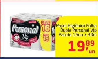 Tenda Atacado Papel Higiénico Folha Dupla Personal Vip 16un x 30m oferta
