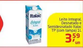 Tenda Atacado Leite Integral Desnatado E Semidesnatado Italac Tp Com Tampa 1L oferta