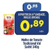 Arena Atacado Molho de Tomate Tradicional val sache 340g oferta