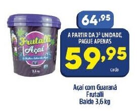 Arena Atacado Acai com Guarana Frutalli balde 3.6kg oferta